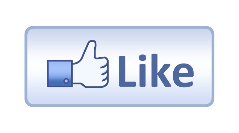 Thumb up hand with like text on button. Isolated on white
